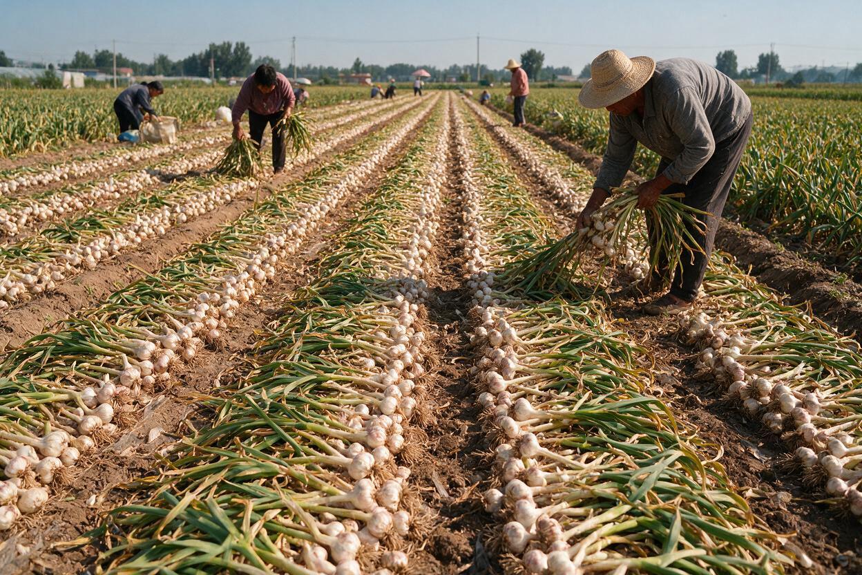 garlic field drying