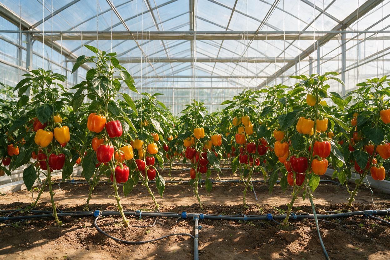 bell pepper greenhouse drip field